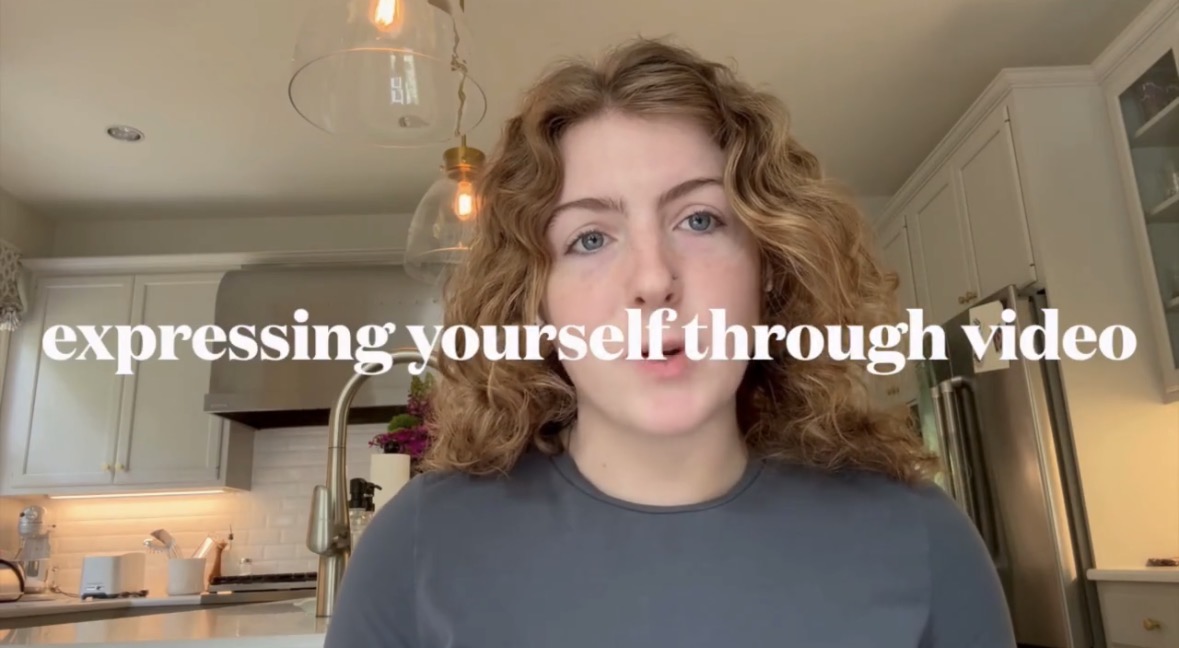 Claire speaking in a video